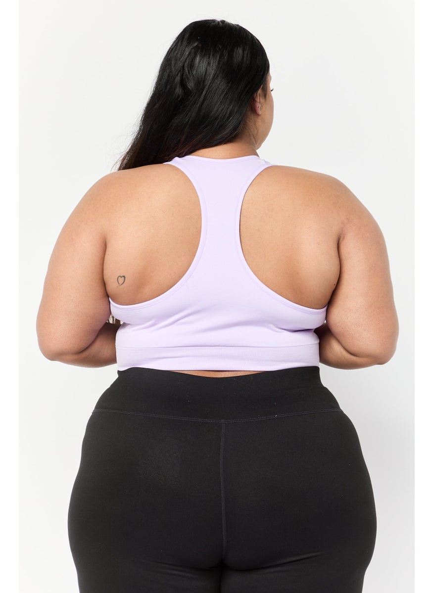 PUMA Women Plus Size Brand Logo Padded Sports Bra, Lavender  - Image 3