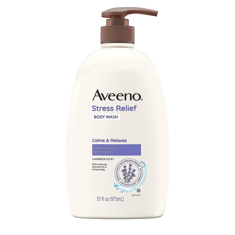 Aveeno Aveeno Stress Relief Body Wash with Soothing Oat for Sensitive Skin, Lavender Body Wash to help you feel Calm and Relaxed, Sulfate-Free, 33 FL OZ