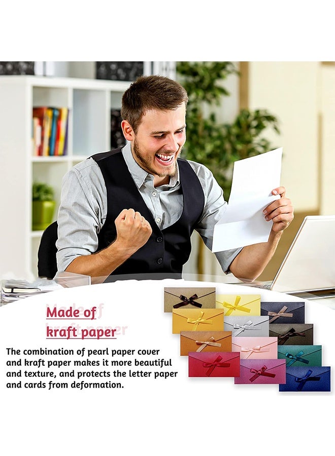 24 قرص بطاقة هدايا ملونة، 8 × 4 بوصة قوس بطاقة تحية، أغلفة جميلة لؤلؤية لبطاقة العمل، دعوات عيد الميلاد، رسالة - Image 5