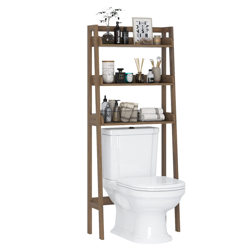UTEX Over The Toilet Storage Shelf, 3-Tier Over Toilet Bathroom Organizer, Above Toilet Storage Rack (Wood Grain) - Image 1