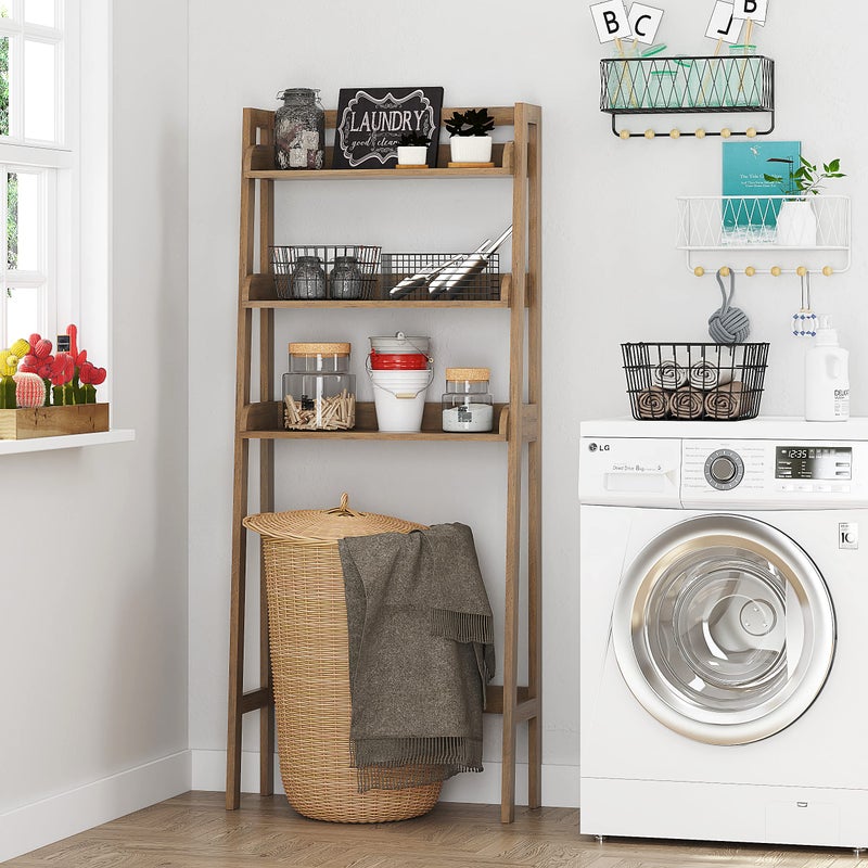 UTEX Over The Toilet Storage Shelf, 3-Tier Over Toilet Bathroom Organizer, Above Toilet Storage Rack (Wood Grain) - Image 3