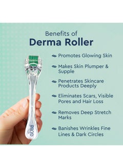 GUBB Hair Growth Derma Roller 0.5 Mm - 540 Titanium Microneedles|Activates Hair Follicles | For Hair Fall | Promotes Hair Thickening | Premium Quality |Repairs Damaged Hair | Effective Scalp Treatment Tool - Transparent Green  - Image 2