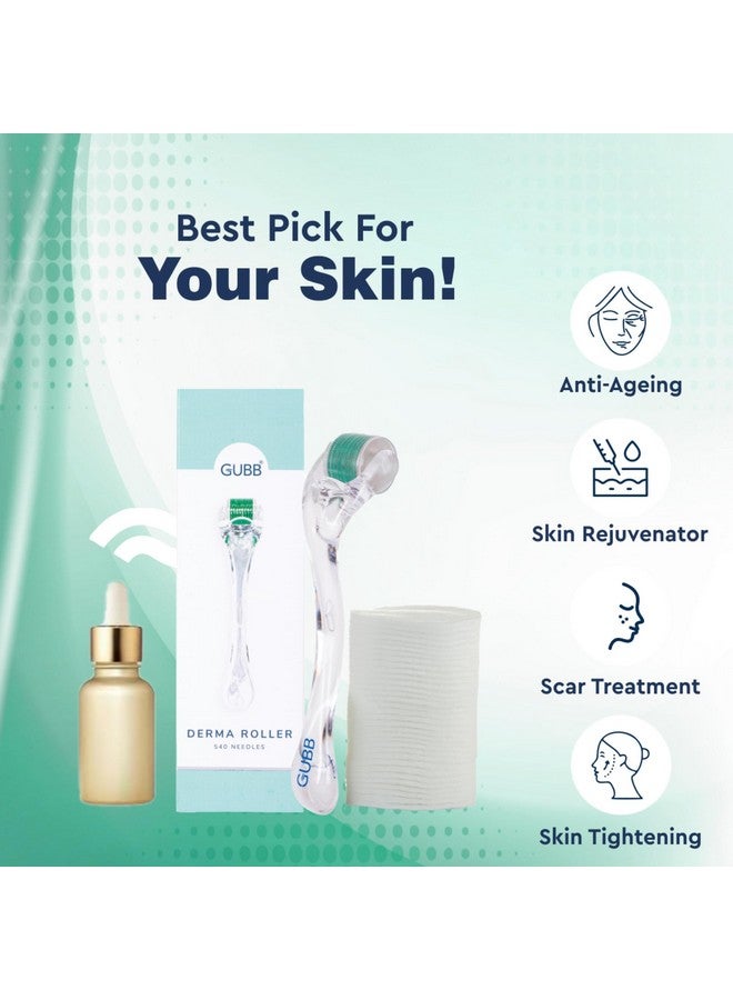 غوب ديرما رولر لنمو الشعر 0.5 مم - 540 إبرة دقيقة من التيتانيوم | تنشيط بصيلات الشعر | لعلاج تساقط الشعر | تعزيز تكثيف الشعر | جودة ممتازة | إصلاح الشعر التالف | أداة فعالة لعلاج فروة الرأس - أخضر شفاف - Image 3