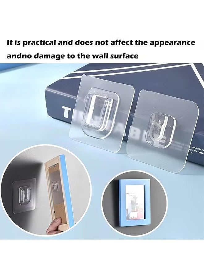 واي جيه 20 زوجا من خطافات الحائط اللاصقة الشفافة على الوجهين ، خطاف حائط لاصق شفاف على الوجهين ، يستخدم للخطافات ذاتية الالتصاق المعلقة في مكتب الحمام والمطبخ ، بدون آثار - Image 3