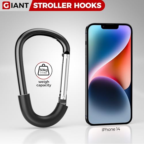 SURDOCA Stroller Hooks, Large Stroller Hooks for Bags, Universal Stroller Clips and Hooks, Mommy Hook for Stroller Heavy Duty, Stroller Accessories for Mom - Image 2
