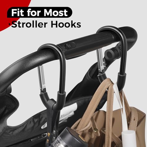 SURDOCA Stroller Hooks, Large Stroller Hooks for Bags, Universal Stroller Clips and Hooks, Mommy Hook for Stroller Heavy Duty, Stroller Accessories for Mom - Image 4