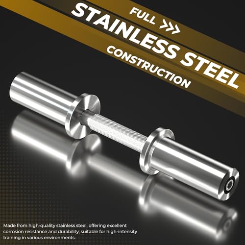 KZU 16 inch Olympic Dumbbell Handles, 150LBS Weight Capacity Steel Dumbbell Handles with 2 Pairs of Spring Collars, Rotating Sleeves, Compatible with 2” Plates - Image 2