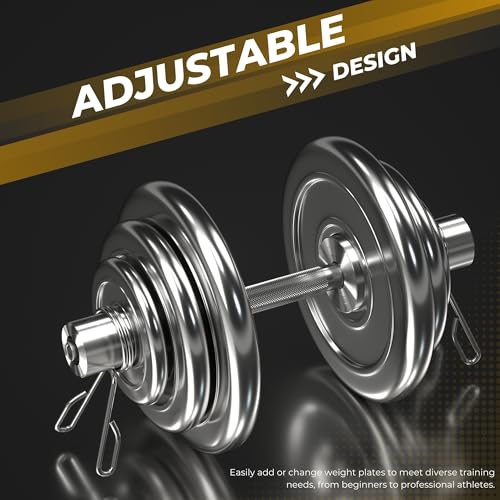 KZU 16 inch Olympic Dumbbell Handles, 150LBS Weight Capacity Steel Dumbbell Handles with 2 Pairs of Spring Collars, Rotating Sleeves, Compatible with 2” Plates - Image 3