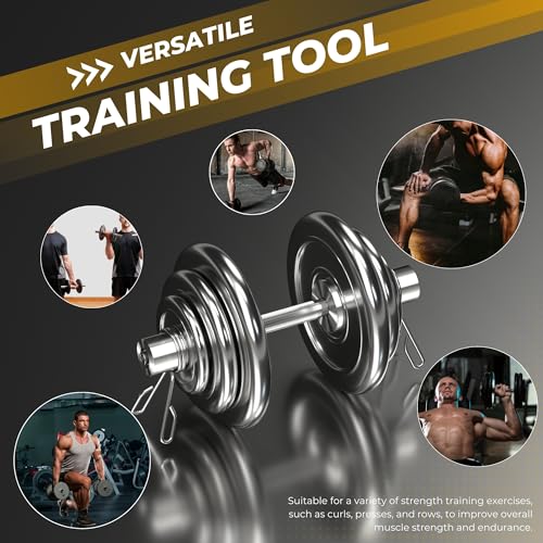 KZU 16 inch Olympic Dumbbell Handles, 150LBS Weight Capacity Steel Dumbbell Handles with 2 Pairs of Spring Collars, Rotating Sleeves, Compatible with 2” Plates - Image 5