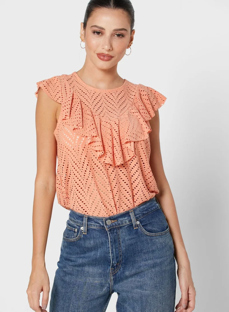 VERO MODA Broderie Overlay Top