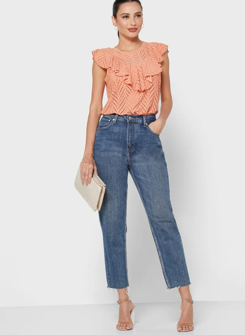 VERO MODA Broderie Overlay Top