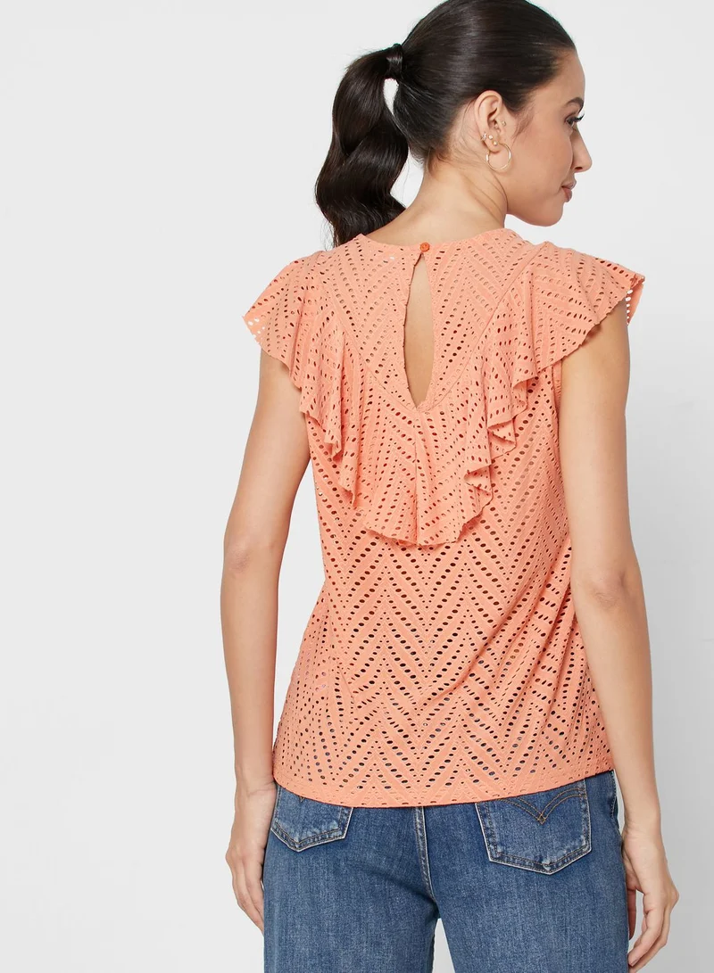 VERO MODA Broderie Overlay Top