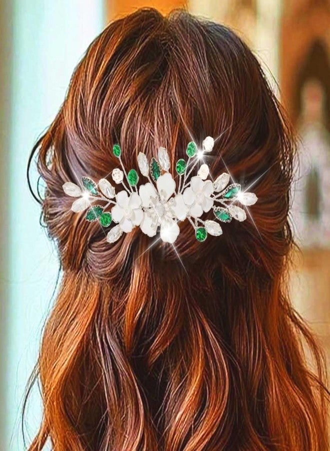Campsis Bridal Hair Comb, Flower Hair Piece, Green Wedding Hair Accessories for Women - Image 5