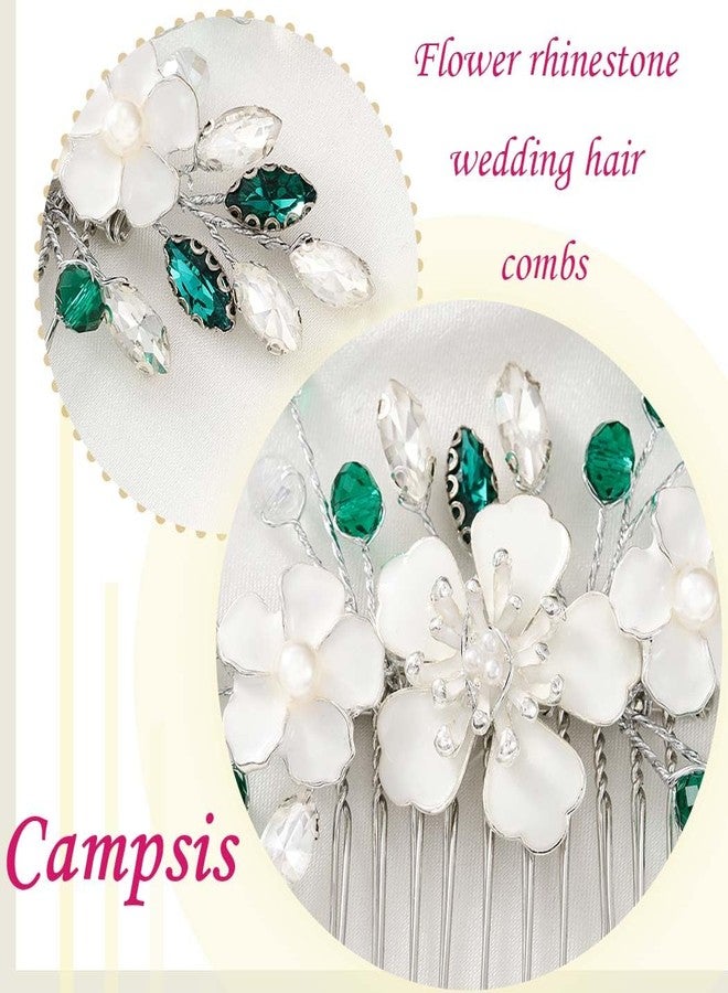 Campsis Bridal Hair Comb, Flower Hair Piece, Green Wedding Hair Accessories for Women - Image 4