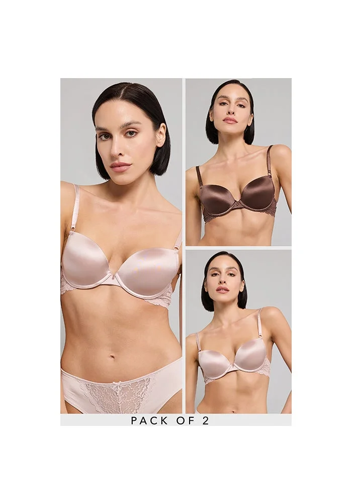 R&b 2 Pack Satin T-Shirt Bras