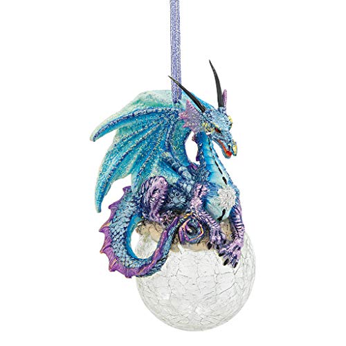 Design Toscano Frost The Gothic Dragon Holiday Ornament Christmas Decor 5 Inch Tall Cast Stone Resin Full Color Finish