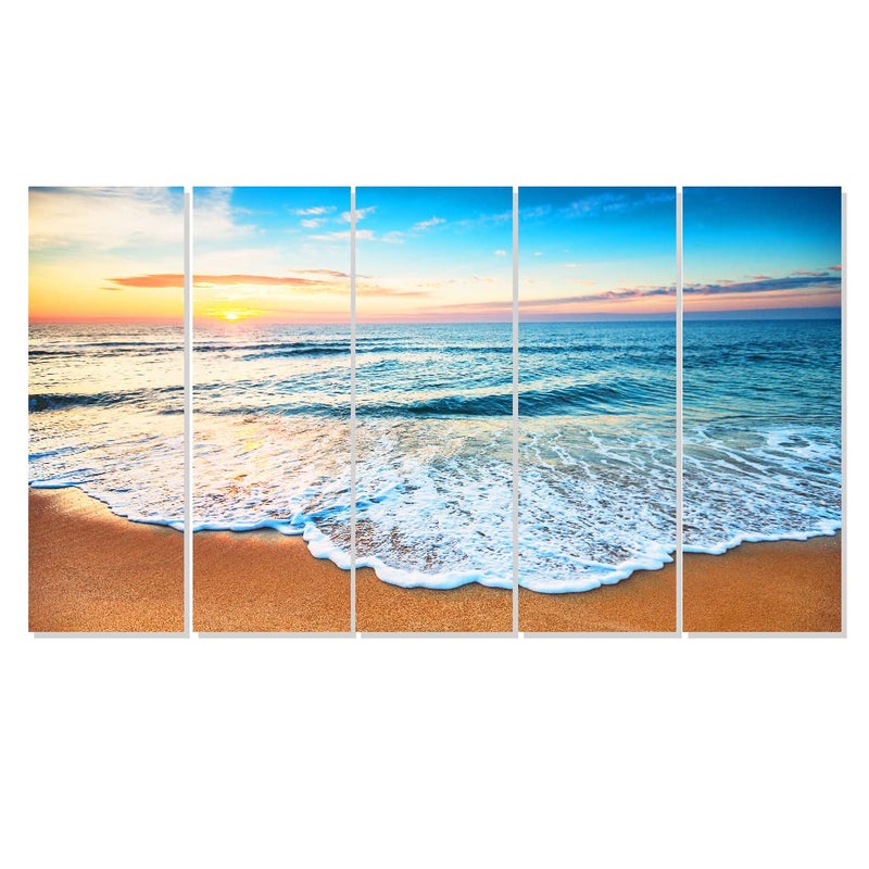 Rangoli New Modern Art Beautiful Beach Painting Set of 5 to Dcor Your Living SpacesHome Decoration Size 155cm92cmPack of 5