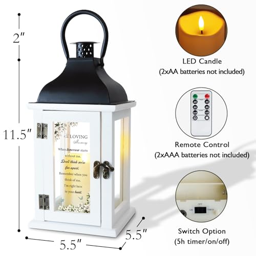 Homemory Memorial Lantern Bereavement Sympathy Gifts for Loss of Loved One, Memorial Gifts for Loss of Mother Loss of Father in Memory of Loved One Remembrance Gift with LED Candle & Remote - Image 4