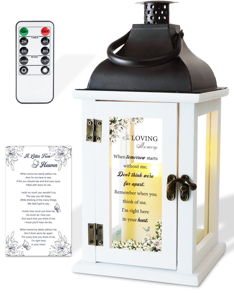 Homemory Memorial Lantern Bereavement Sympathy Gifts for Loss of Loved One, Memorial Gifts for Loss of Mother Loss of Father in Memory of Loved One Remembrance Gift with LED Candle & Remote - Image 1