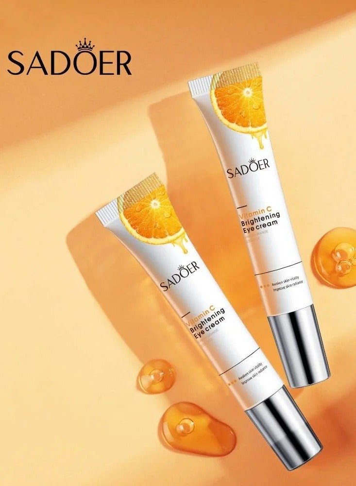 SADOER Vitamin C Brightening Eye Cream 20g Dark Circle Care Hydrating Anti Aging Under Eye Treatment for Radiant Look - Image 2