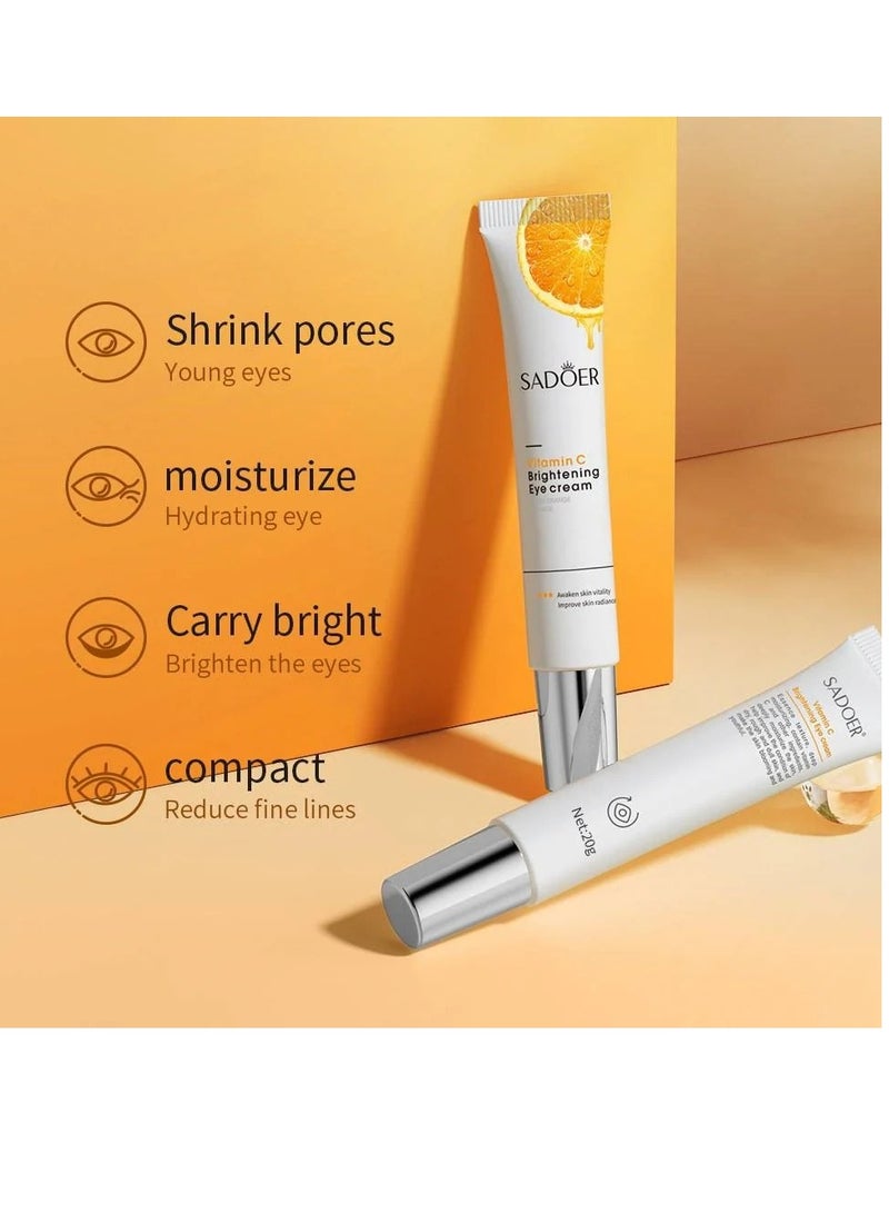 SADOER Vitamin C Brightening Eye Cream 20g Dark Circle Care Hydrating Anti Aging Under Eye Treatment for Radiant Look - Image 3