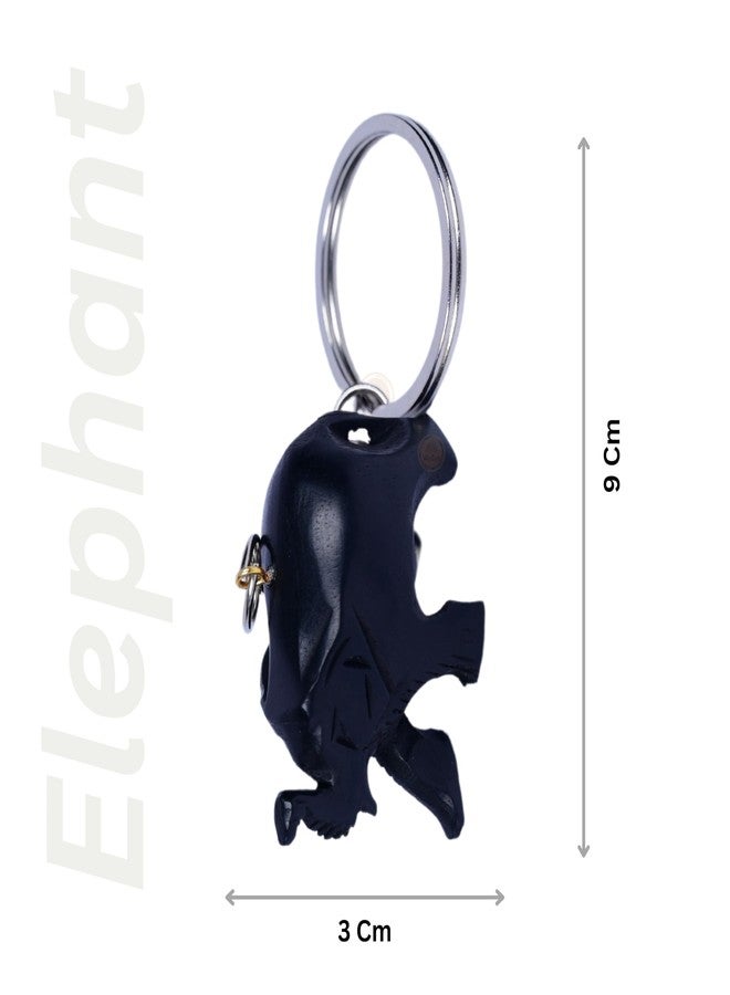 WoCra® Karungali Keychain Elephant Original | 100% Natural Elephant Karungali Keychain | Aana Karungali Keychain for Bike and Car| Enugu Black Ebony Wood Keychain| Yaanai Karungali Keychain |1 Piece - Image 3