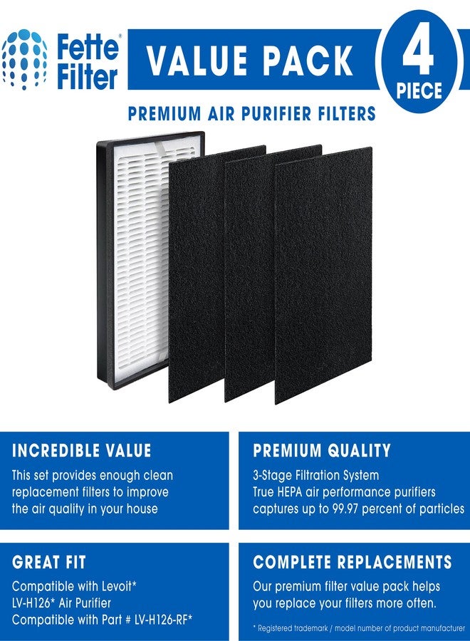 فيتي فلتر فلتر فيت - مجموعة فلاتر بديلة ممتازة لتنقية الهواء، متوافقة مع جهاز تنقية الهواء ليفويت LV-H126 (فلتر هيبا واحد، فلتر كربون 3) - Image 3