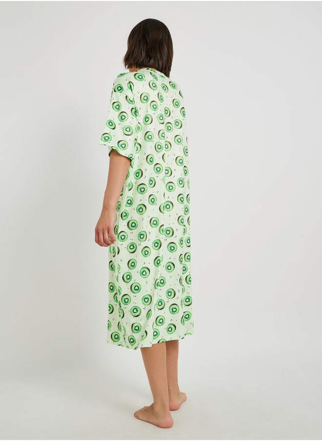 Take Two All-Over Printed Shirt Sleeve Nightdress  - Image 4