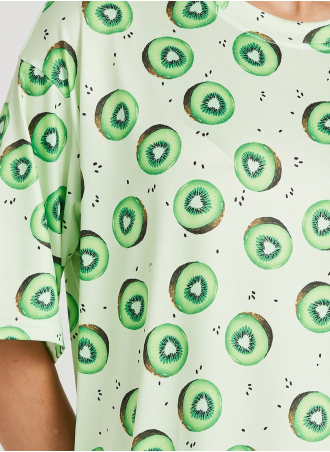 Take Two All-Over Printed Shirt Sleeve Nightdress  - Image 3
