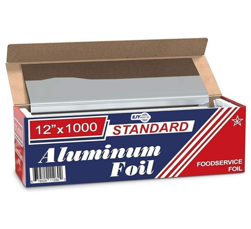 EJY IMPORT Standard Premium Aluminum Foil | 12â€x1000 Feet Long | Industrial Size and Strength | Commercial Grade & Length Foil Wrap for Food Service Industry and Home Use| Strong Silver (1 Pack) - Image 1