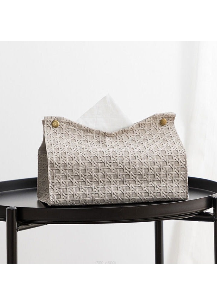 OASIS-TH Leather Tissue Box Cover Home Decorations for Living Room, Bedroom and Office  Car Tissue Holder Tissue Holder Tissue Box Holder for Car Tissue Box Cover for Car Light Grey Color - Image 1