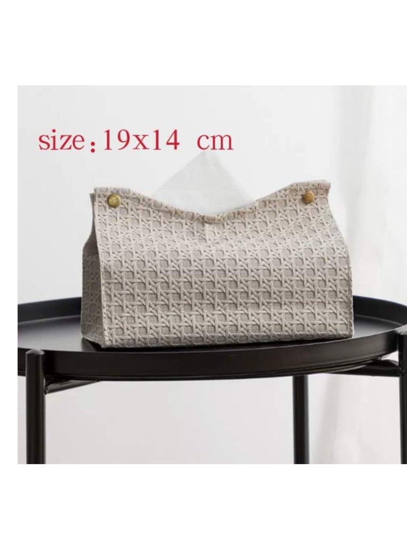 OASIS-TH Leather Tissue Box Cover Home Decorations for Living Room, Bedroom and Office  Car Tissue Holder Tissue Holder Tissue Box Holder for Car Tissue Box Cover for Car Light Grey Color - Image 2