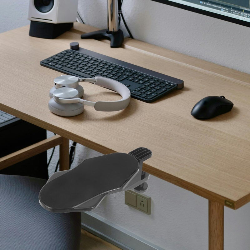 Ergonomic Clamp On Arm Rest with Wrist Support for Office Gaming Desk Black - Image 4
