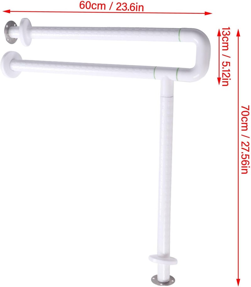 Toilet Safety Rail with Non Slip Grip, Foldable Toilet Grab Bar 23.6in White - Luminous Ring for Night Use, Space Saving Design for Seniors Disabled - Image 4