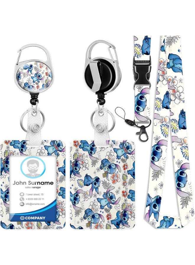 STITCH Disney - Stylish Fun Park Badge Card Clip Hanging Rope Three Piece Beautiful Set Door Card Neck Set With Credit Card Clip Certificate Accessories, Applicable To Work Permits, School Access Control Cards, Subway Bus Perfect Gift Pack Card For A Friend's Birthday - Image 1