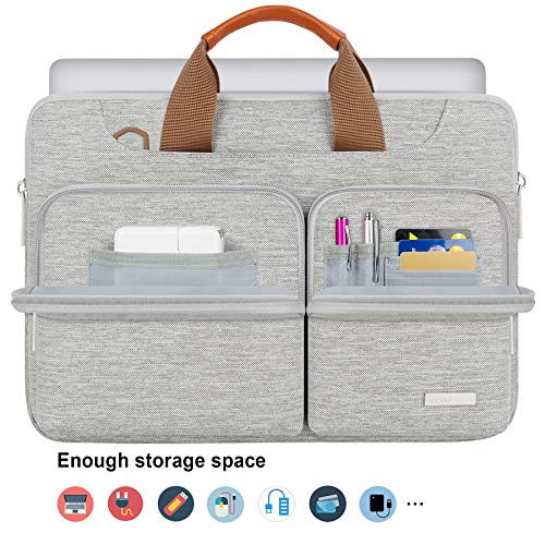 Lacdo 360° Protective Laptop Shoulder Bag, 16 inch Laptop Bag for 16 inch New MacBook Pro M4/M3/M2 /M1 Pro Max A3403 A3186 A2991 A2780 A2485 2024-2019, 15" Surface Laptop 7th Copilot+PC Computer, Gray - Image 3