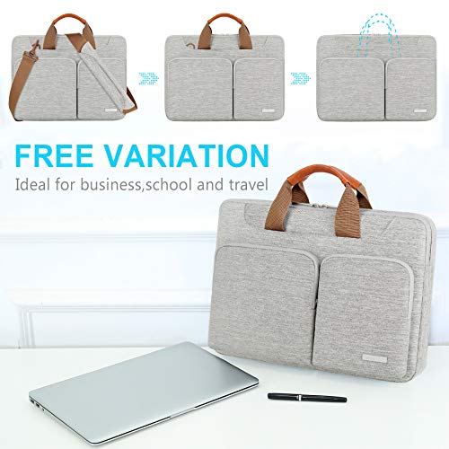 Lacdo 360° Protective Laptop Shoulder Bag, 16 inch Laptop Bag for 16 inch New MacBook Pro M4/M3/M2 /M1 Pro Max A3403 A3186 A2991 A2780 A2485 2024-2019, 15" Surface Laptop 7th Copilot+PC Computer, Gray - Image 5