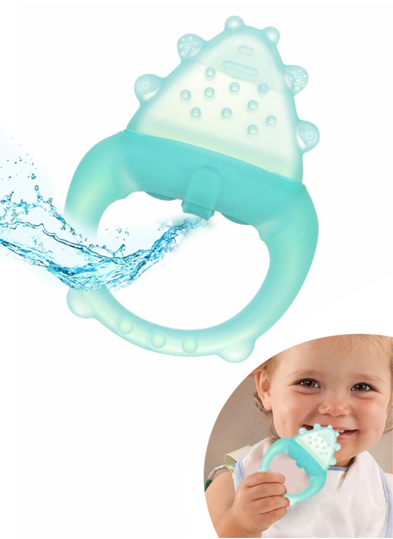 HieerBus Baby Teething Toy,Teething Relief ,Water Injected Teethers, Safe & Easy to Hold BPA Free Silicone Baby Teether for Babies 3M+ Cyan 