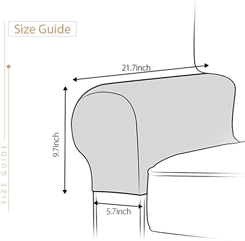 klarako 1 Pair Elastic Sofa Armrest Covers Armchair Slipcovers Protector  Grey - Image 3