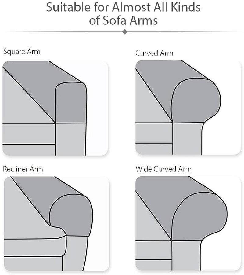 klarako 1 Pair Elastic Sofa Armrest Covers Armchair Slipcovers Protector  Grey - Image 4