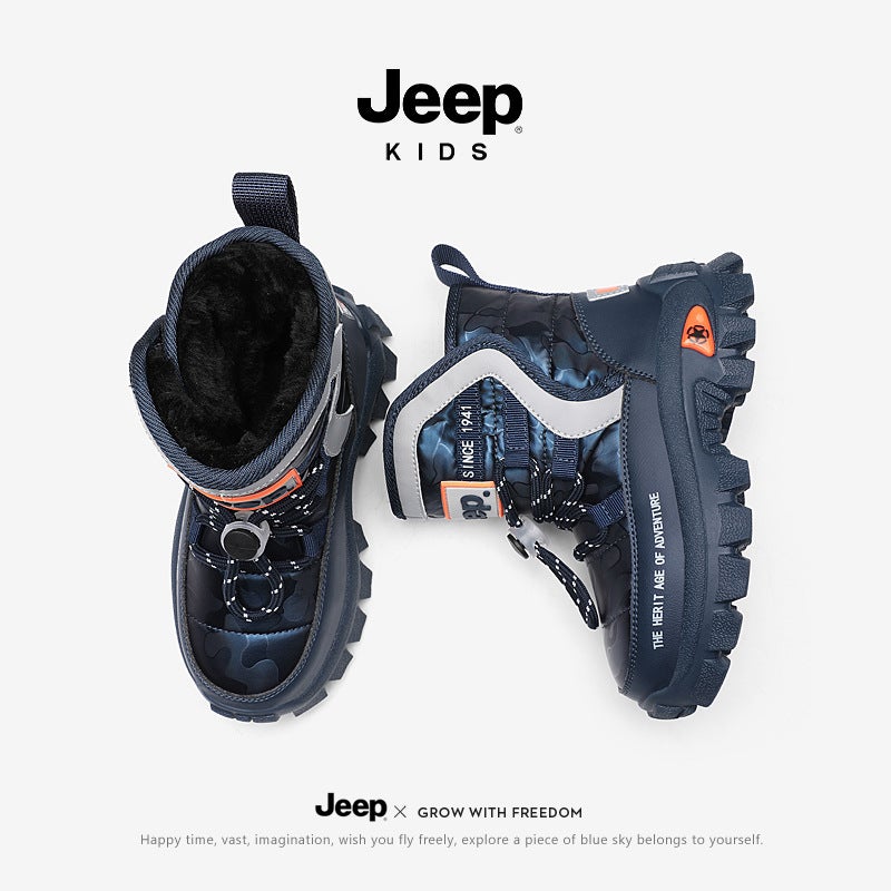 Jeep Children'S Snow Boots Winter 2022 New Fleece-Lined Thick Cotton Shoes Baby Boots Boys' Plush Shoes - Image 3