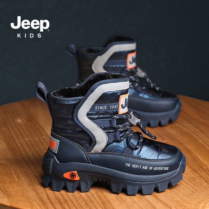 Jeep Children'S Snow Boots Winter 2022 New Fleece-Lined Thick Cotton Shoes Baby Boots Boys' Plush Shoes - Image 2