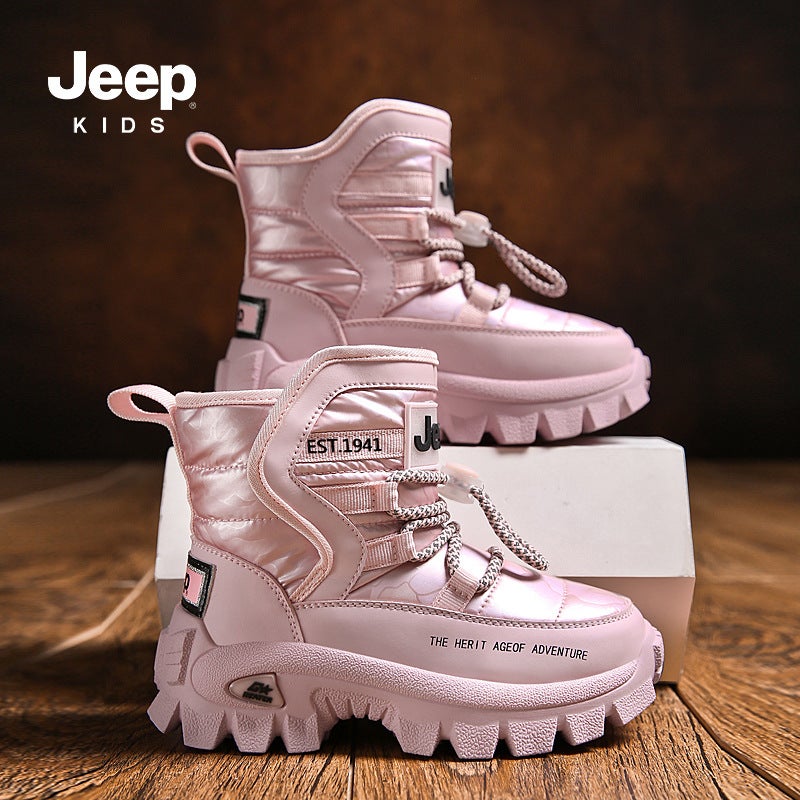 Jeep Children'S Snow Boots Winter 2022 New Fleece-Lined Thick Cotton Shoes Baby Boots Boys' Plush Shoes - Image 4