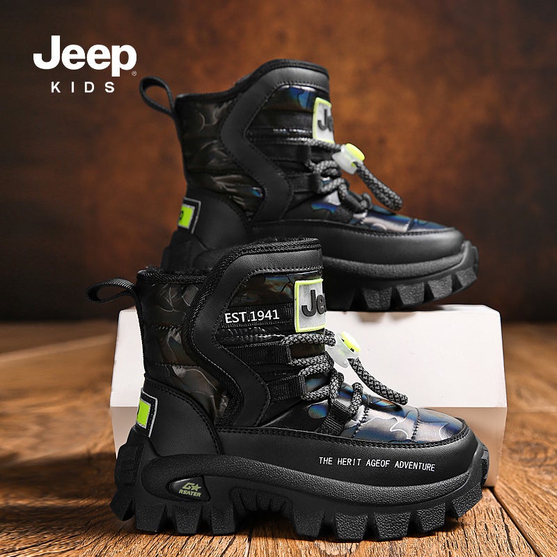 Jeep Children'S Snow Boots Winter 2022 New Fleece-Lined Thick Cotton Shoes Baby Boots Boys' Plush Shoes - Image 5