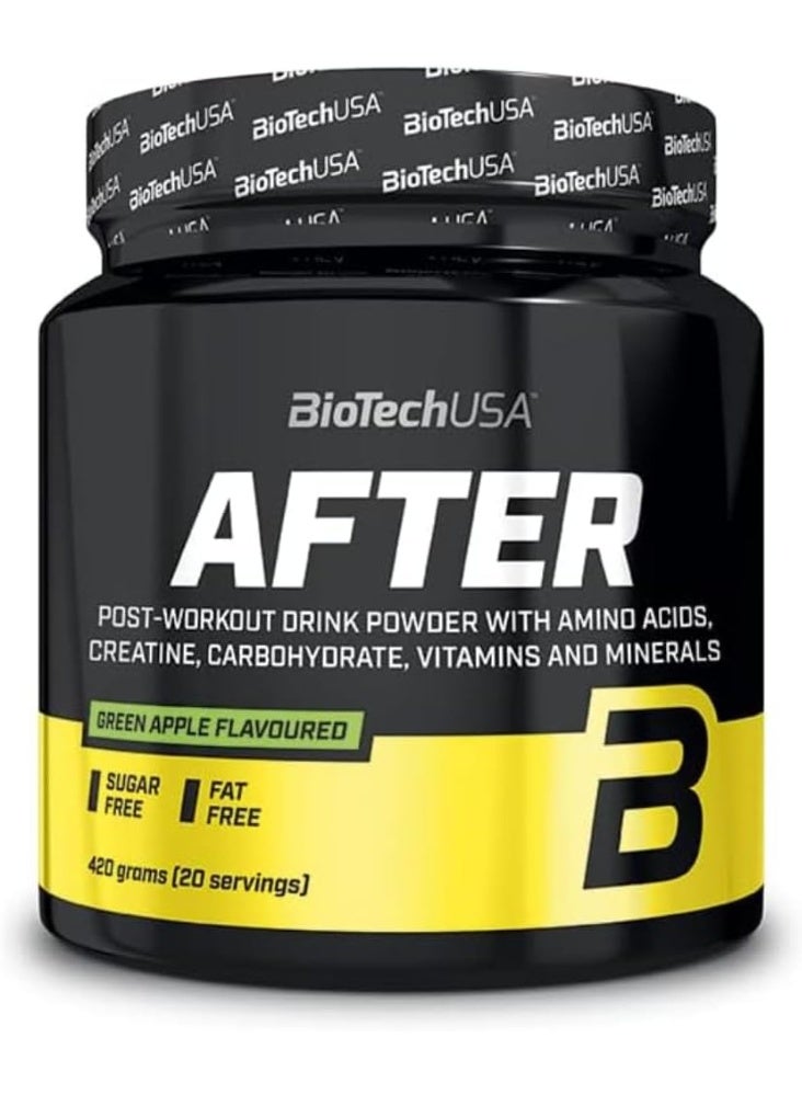 BioTechUSA After Post Workout Green Apple 420g | Post Workout Recovery Formula | Muscle Repair & Hydration Support | Fast Recovery Drink Powder - Image 1