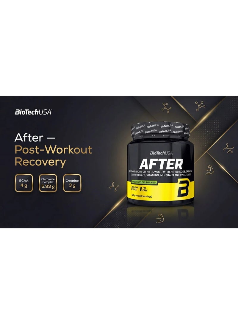 BioTechUSA After Post Workout Green Apple 420g | Post Workout Recovery Formula | Muscle Repair & Hydration Support | Fast Recovery Drink Powder - Image 2