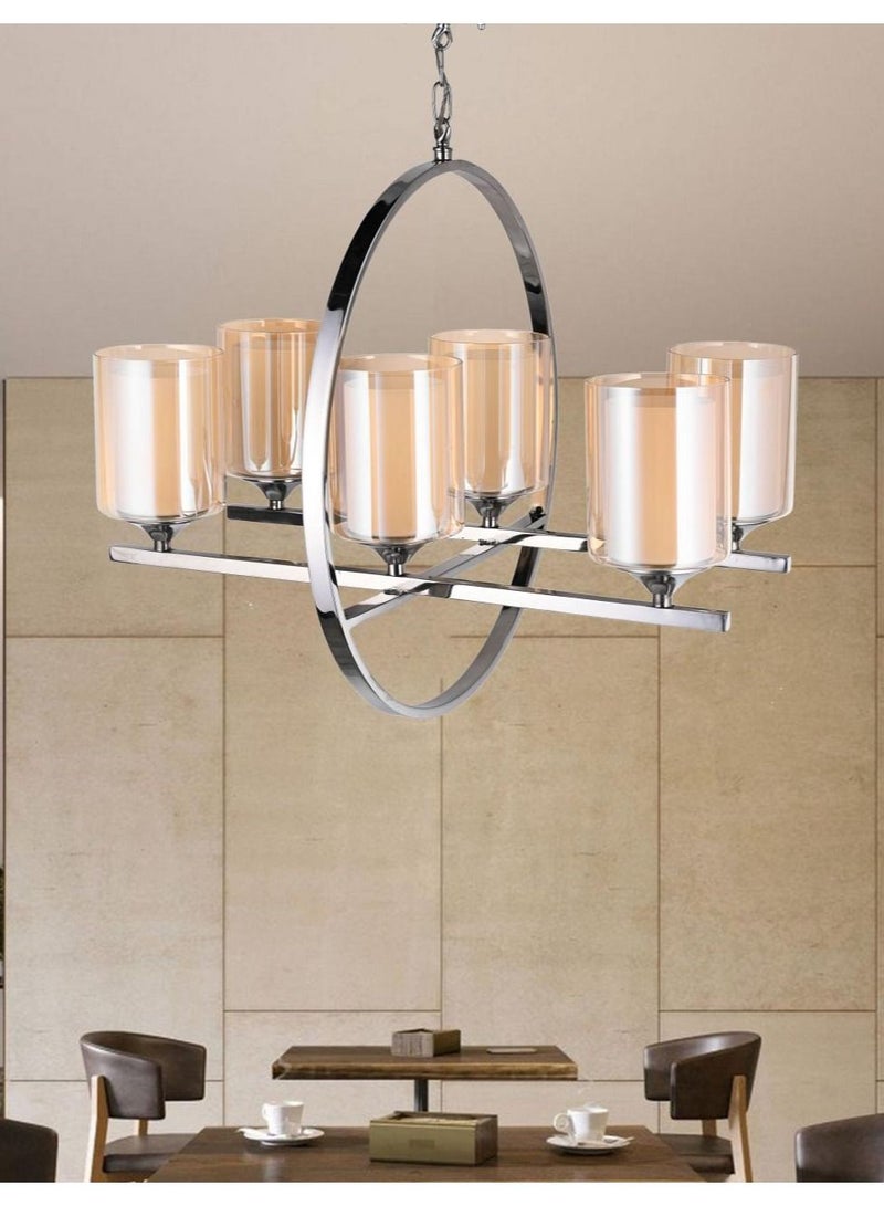 El Rawda Lighting Eimilia Stainless Chandelier | modern decorative LED E27 pendant light ceiling lamp hanging chandelier | suitable for any room | | Color: Chrome | Size: 65x60 cm - Image 1