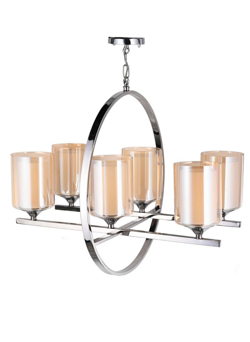 El Rawda Lighting Eimilia Stainless Chandelier | modern decorative LED E27 pendant light ceiling lamp hanging chandelier | suitable for any room | | Color: Chrome | Size: 65x60 cm - Image 2