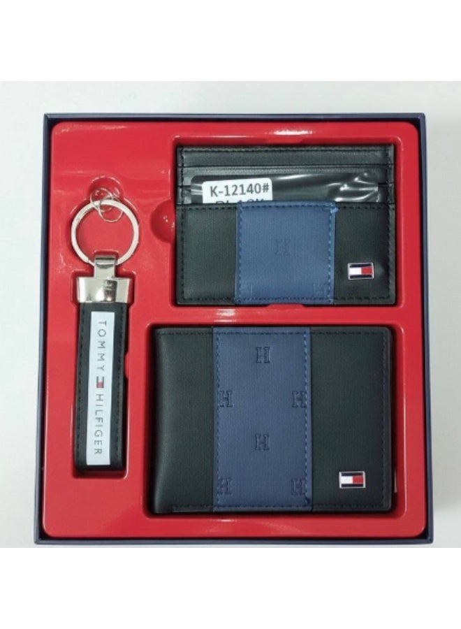 تومي هيلفيغر سبورت طقم محفظة رجالي وكارت هولدر مع ميدالية مفاتيح – تصميم أنيق من الجلد الصناعي – مناسب للهدايا