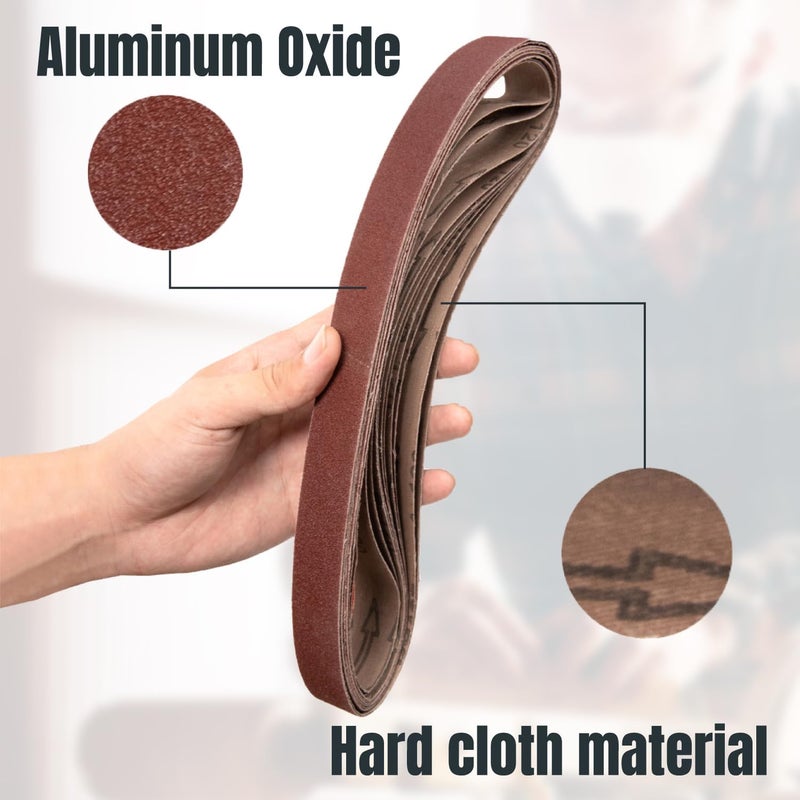 POWERTEC 1x30 Sanding Belts, 15PK, 3 Each of 40/80/120/240/400 Grits, 1 x 30 Inch Aluminum Oxide Sanding Belts for Belt Grinder, Belt and Disc Sander, Knife Sharpening, Woodworking (11127-3) - Image 3